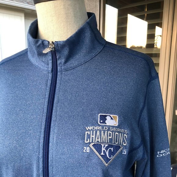 CUTTER & BUCK Blue Heathered KC ROYALS '15 WS Champs Lightweight Full Zip Jacket - Picture 1 of 13